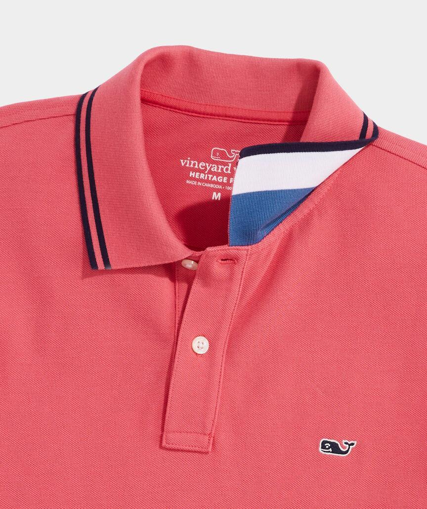 Heritage Striped Collar Pique Polo Product Image