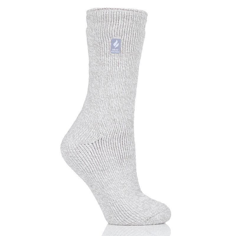 Womens Heat Holders Original 7X Warmer Twist Heavyweight Thermal Socks Light Gray Ivory Product Image