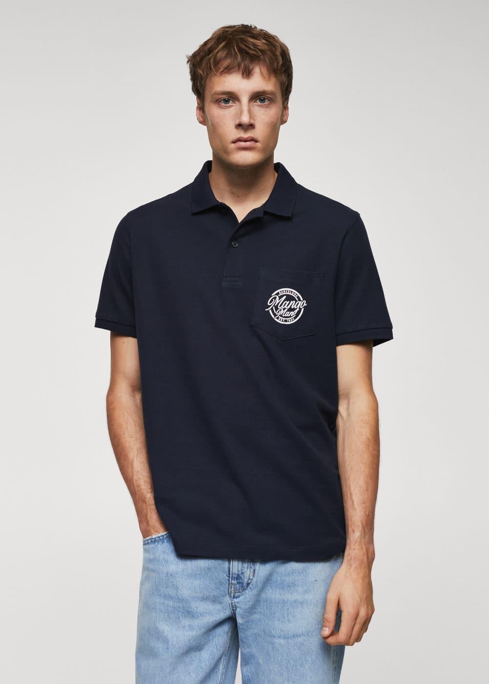 MANGO MAN - Logo cotton polo shirt dark navyMen Product Image