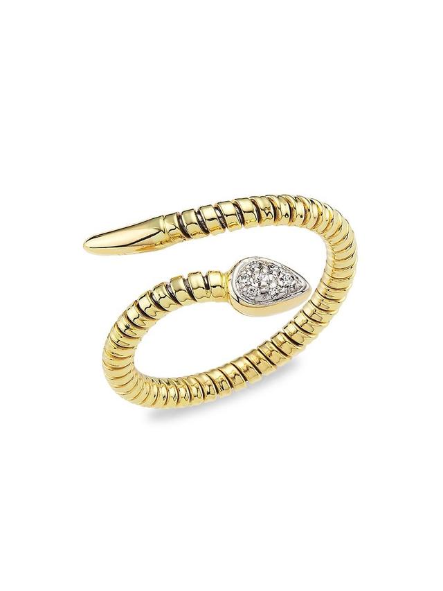 Womens 14K Yellow Gold & 0.35 TCW Diamond Bypass Tubogas Ring Product Image