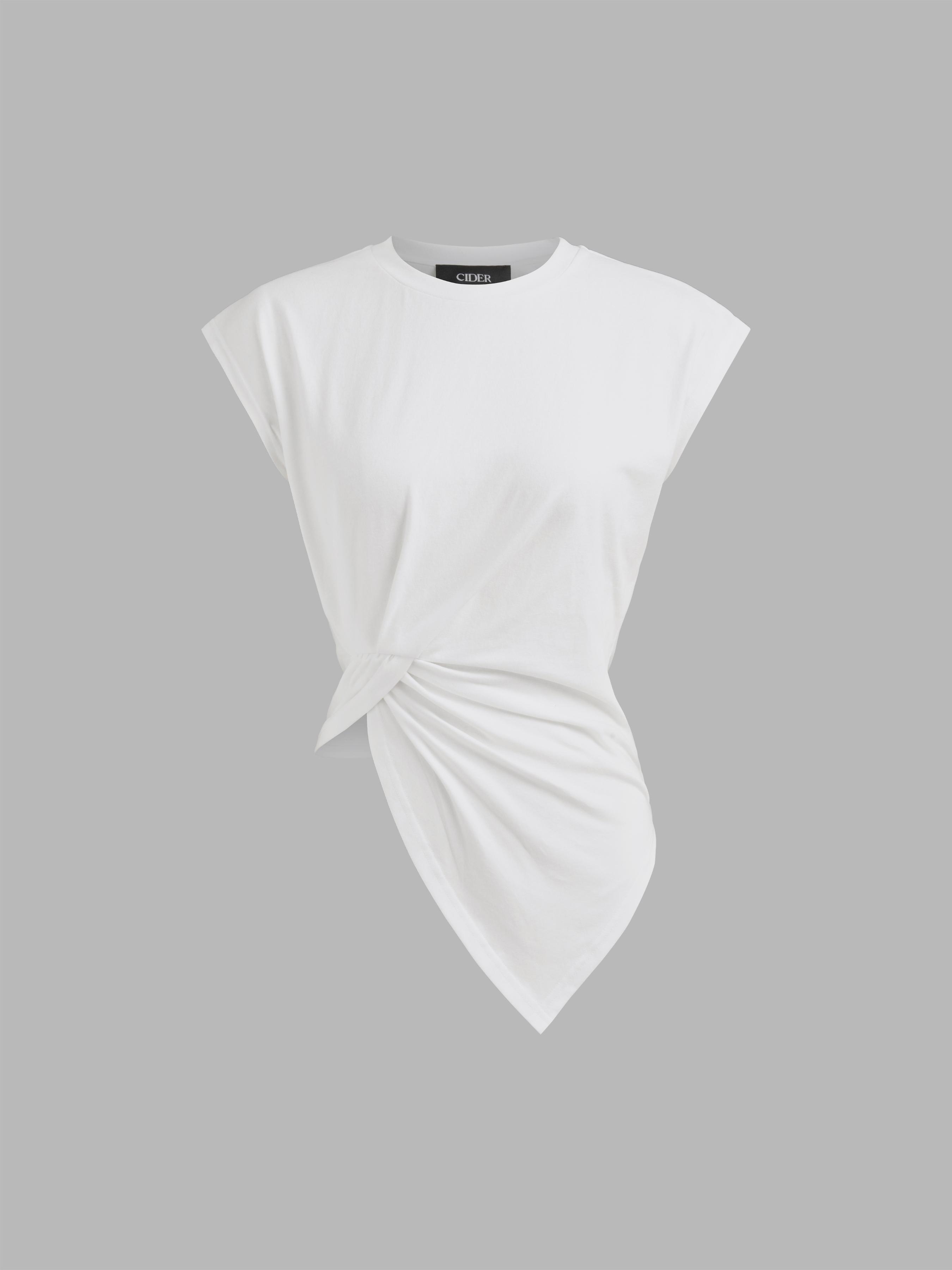 Asymmetrical Hem Short Sleeve Top Product Image