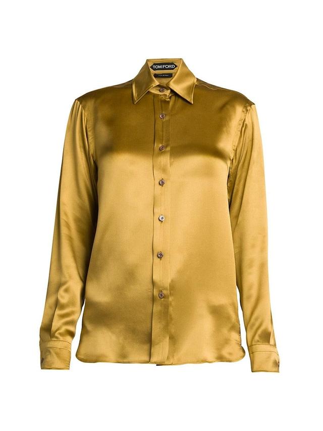 Womens Silk Button-Front Shirt Product Image