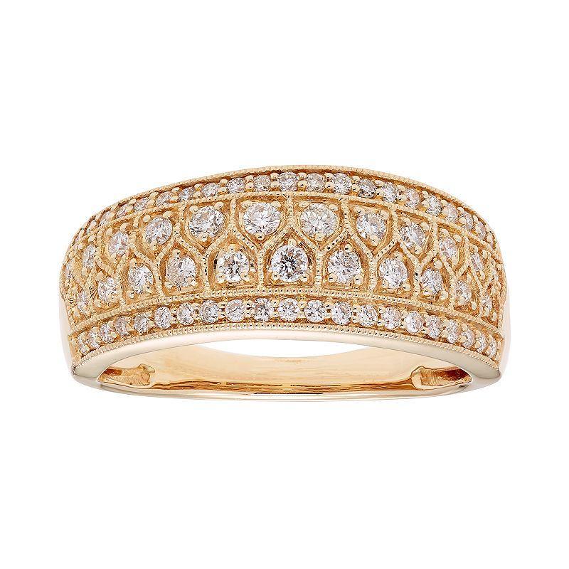 The Regal Collection 14k Gold 1/2 Carat T.W. IGL Certified Diamond Multi Row Ring, Womens White Product Image