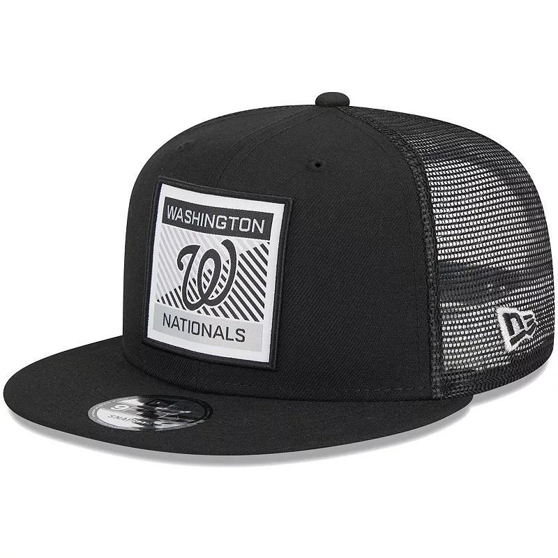 Men's New Era Black Washington Nationals Scratch Squared Trucker 9FIFTY Snapback Hat Product Image