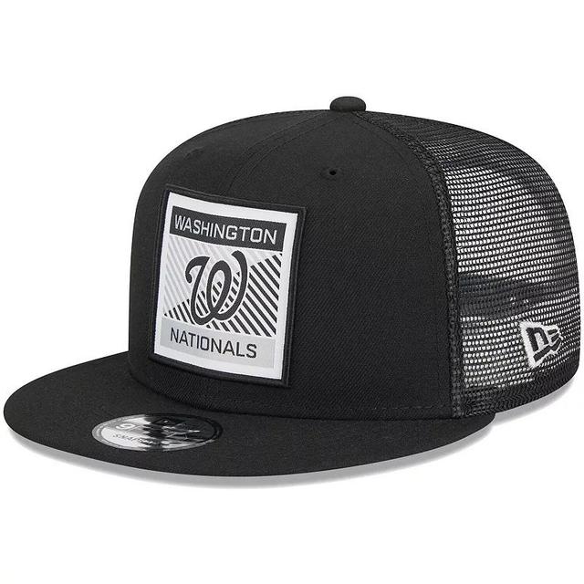 Mens New Era Washington Nationals Scratch Squared Trucker 9FIFTY Snapback Hat Product Image