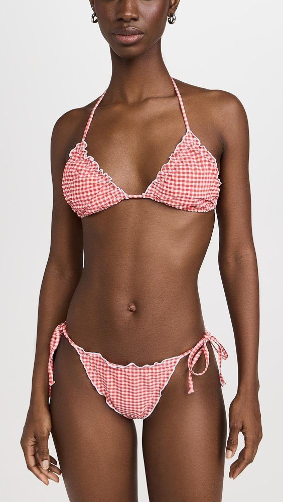 Good American Gingham Lattice Edge Bikini Top | Shopbop Product Image