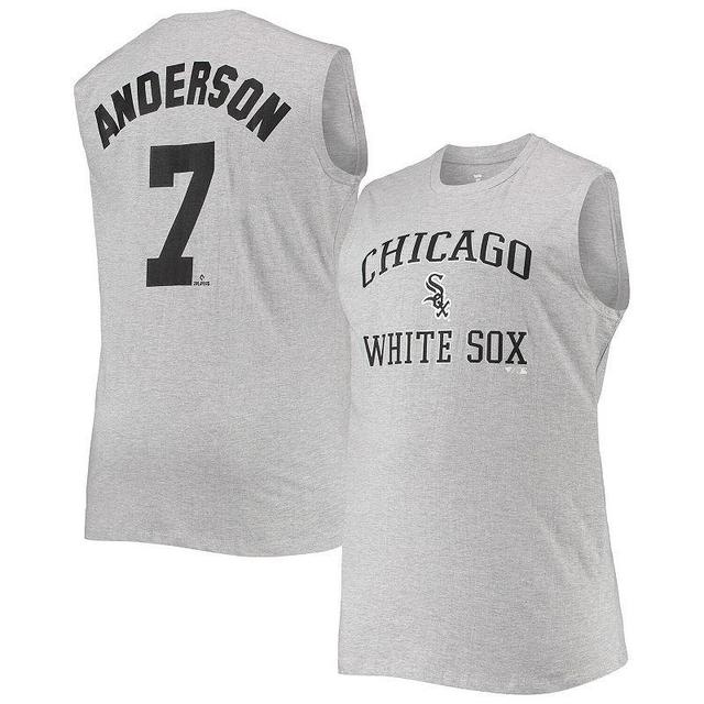 Mens Tim Anderson Heathered Gray Chicago White Sox Big & Tall Muscle Tank Top Product Image