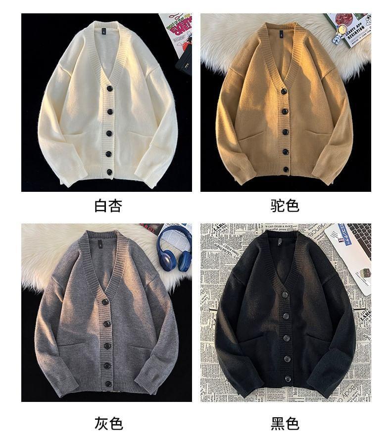 V-Neck Plain Button-Up Cardigan product image