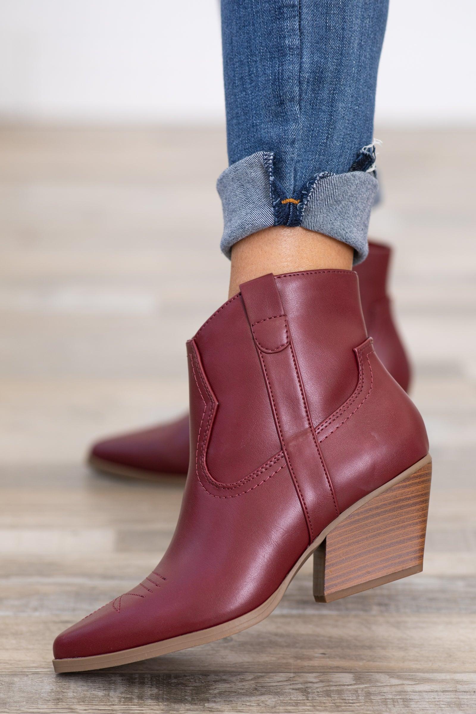 Burgundy Faux Leather Western Booties product image