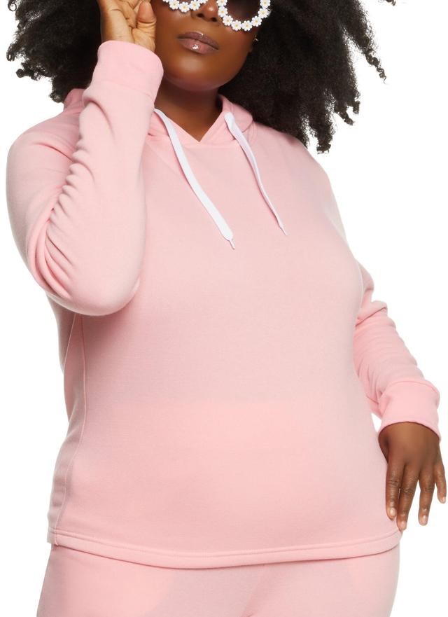 Womens Plus Size Solid Pullover Hoodie Product Image