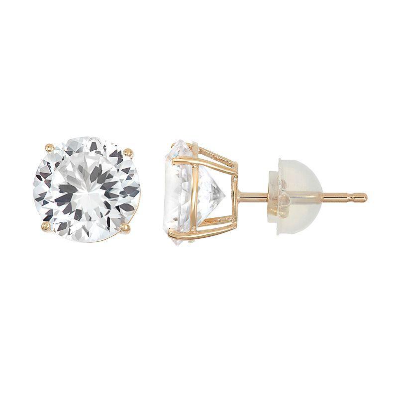 100 Facets of Love 10k Gold Lab-Created White Sapphire Stud Earrings, Womens, Yellow Product Image