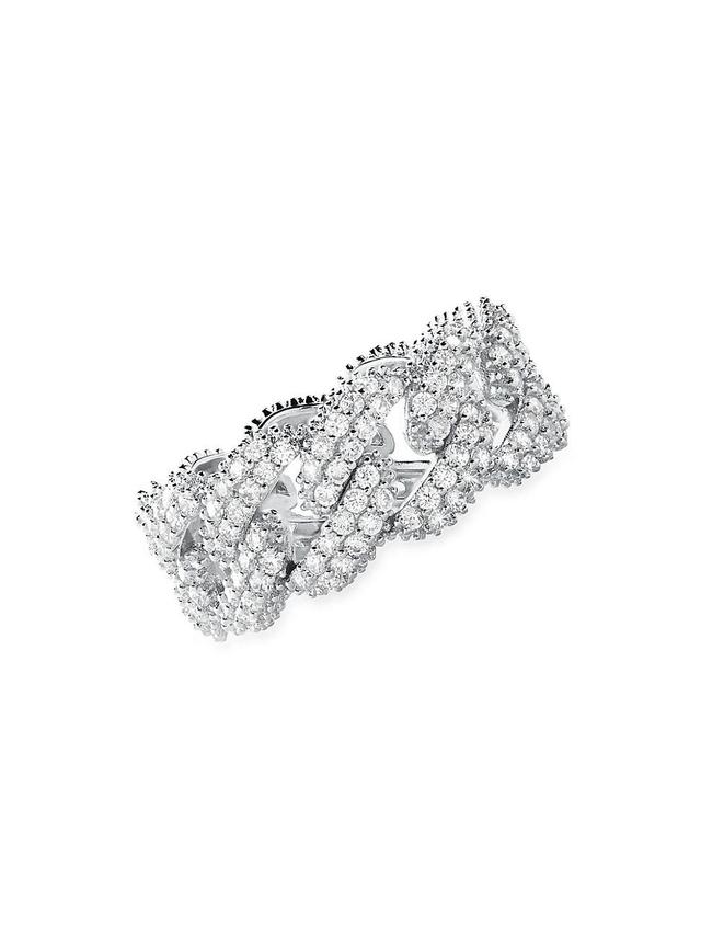 Precious Metal-Plated Sterling Silver Pavé Curb Link Ring Product Image