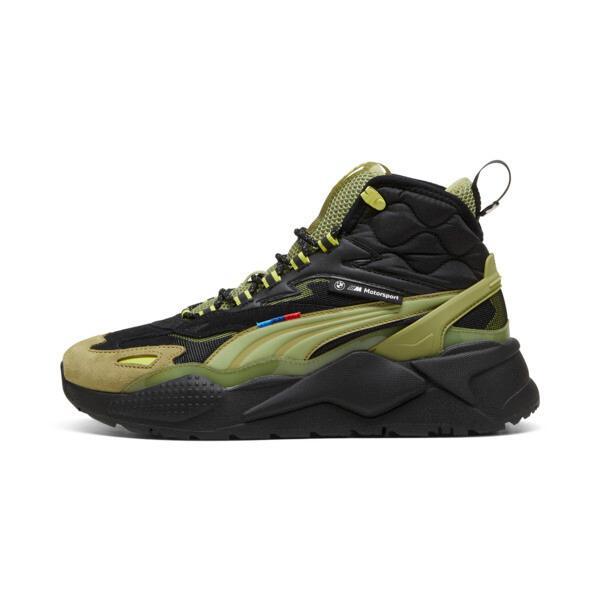 PUMA BMW M Motorsport RS-X Mid Men's Sneakers in Black/Calming Green Product Image