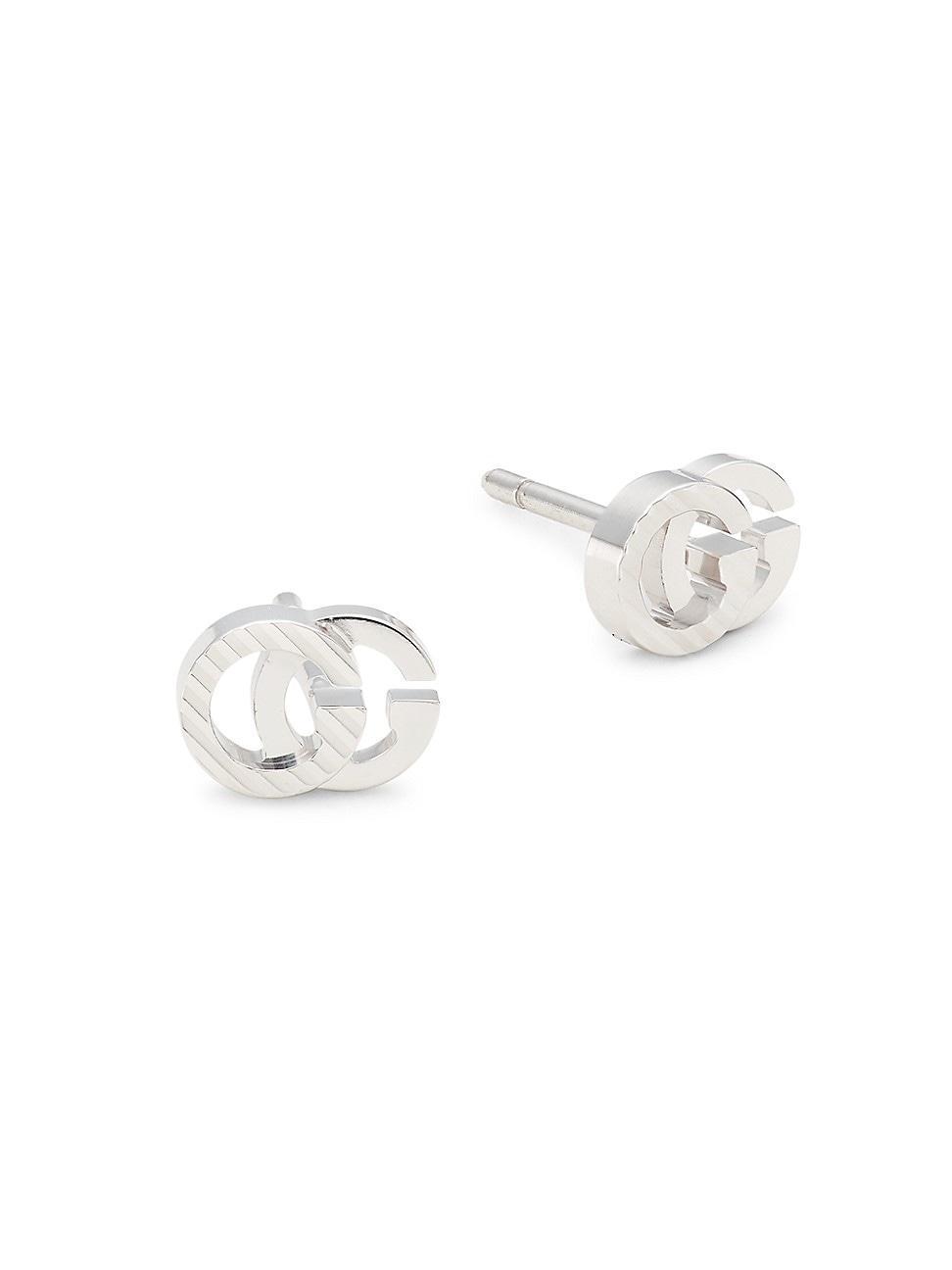 Womens GG Running 18K White Gold Stud Earrings Product Image