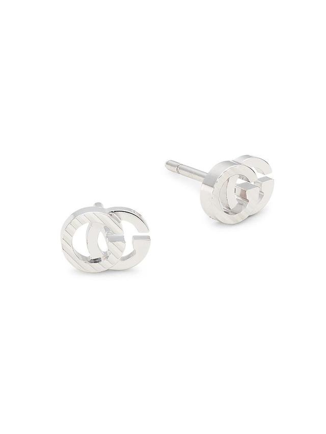 Womens GG Running 18K White Gold Stud Earrings Product Image