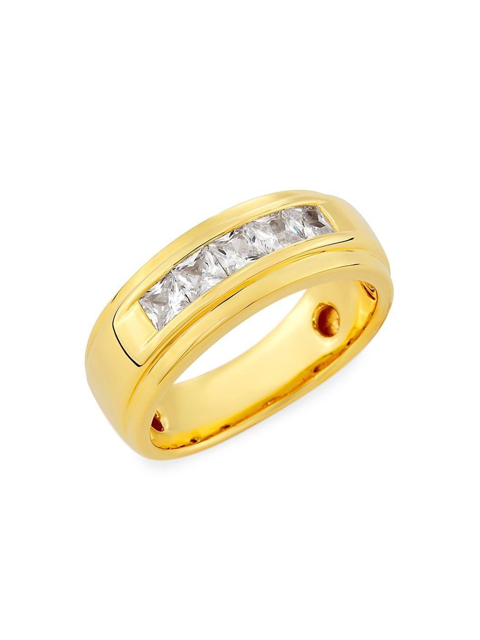 Mens COLLECTION Gold-Plated Sterling Silver & Cubic Zirconia Ring Product Image