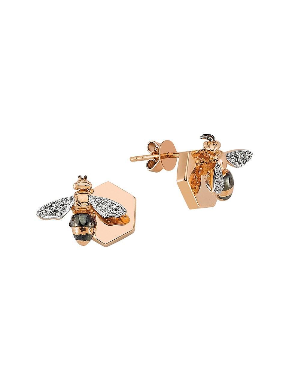 Womens Honey 14K Rose Gold & 0.09 TCW Diamond Bee Stud Earrings Product Image