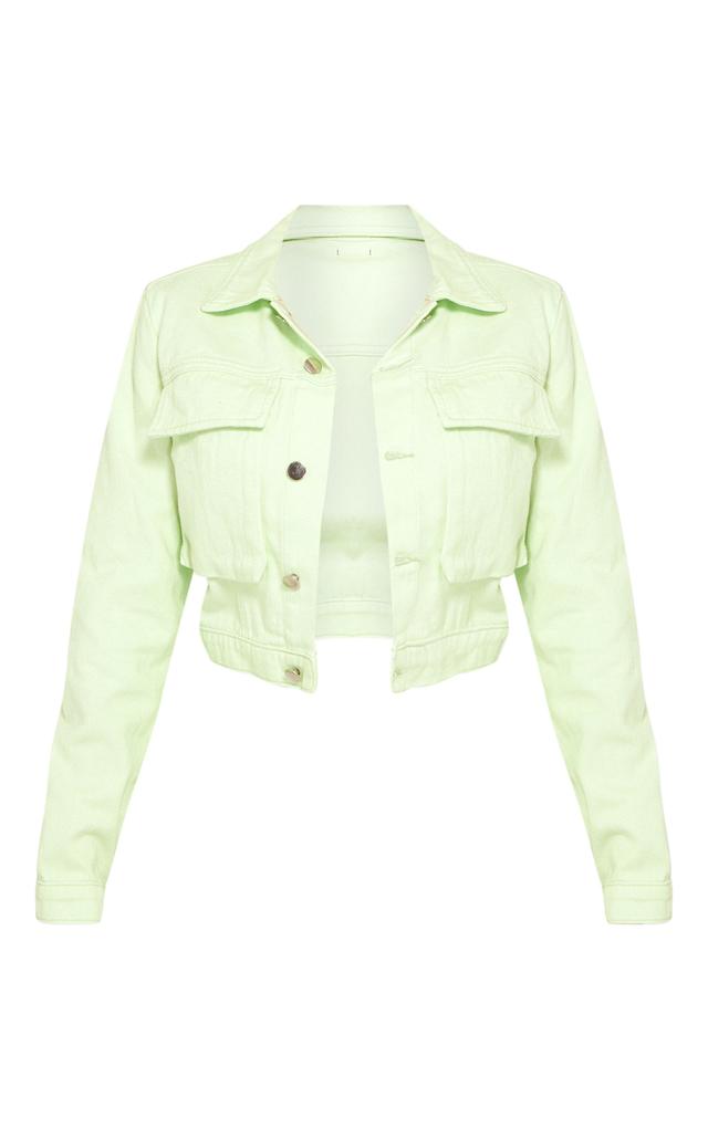 Shape Lime Denim Pocket Detail Cropped Jacket Product Image