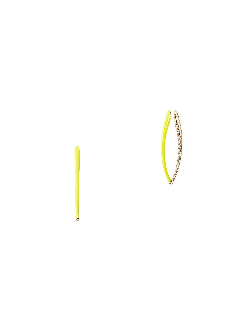 Womens Cristina 18K Yellow Gold, Diamond & Neon Yellow Enamel Large Hoop Earrings Product Image