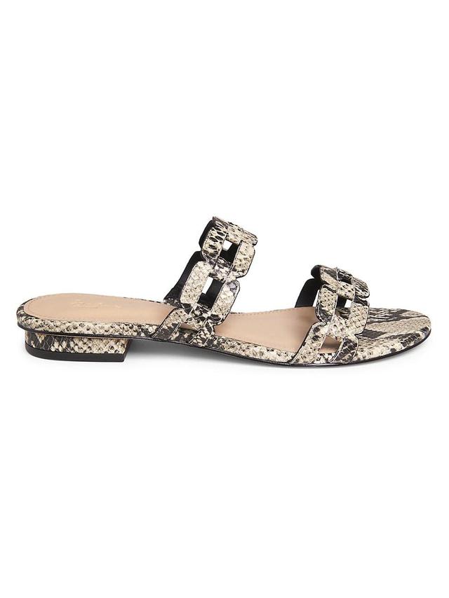 Womens Chain-Link Metallic Leather Sandals Product Image