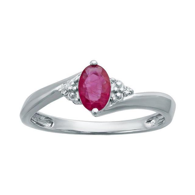 Gemminded Sterling Silver Gemstone Diamond Accent Ring, Womens Red Product Image