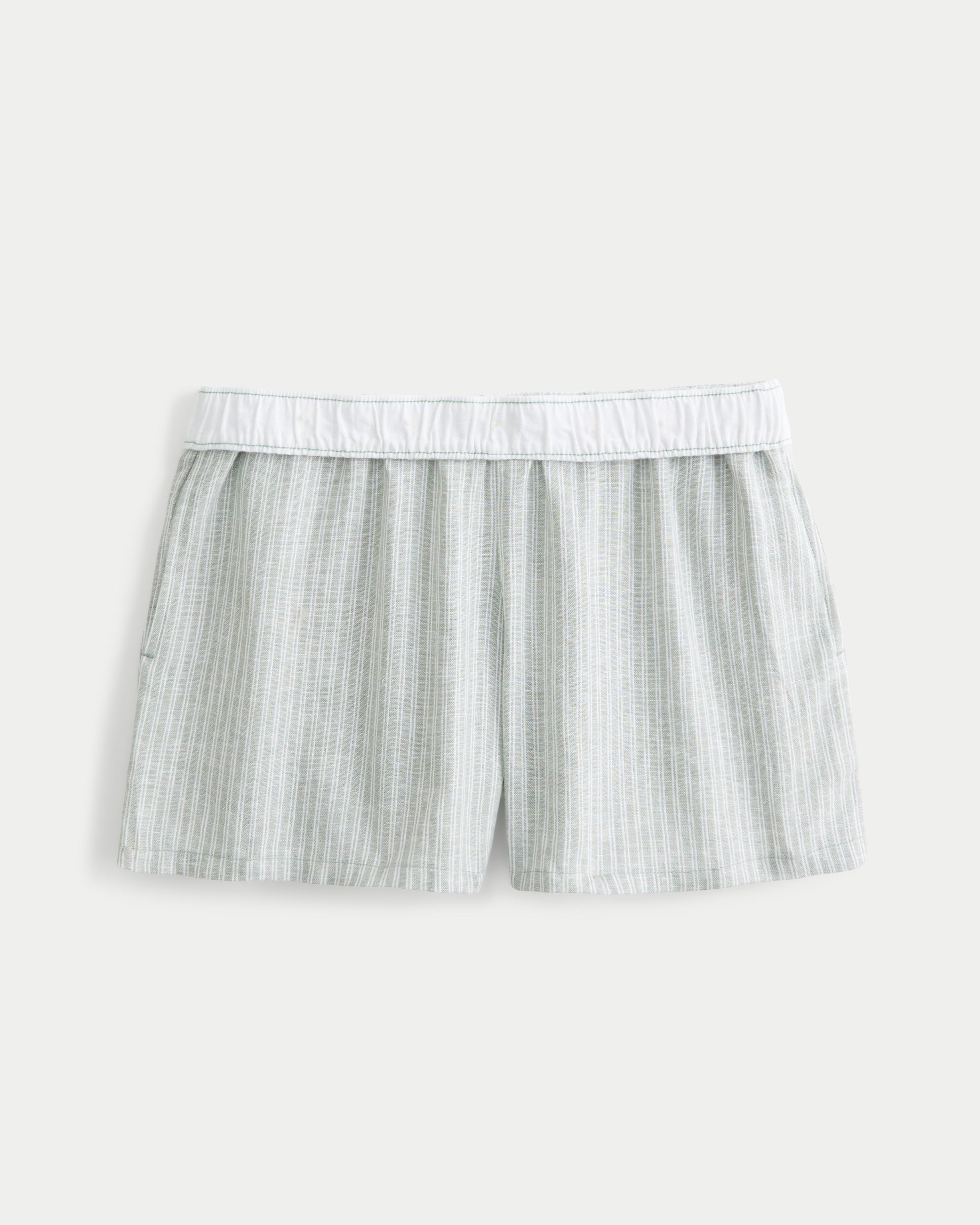 Mid-Rise Linen-Blend Shorts Product Image