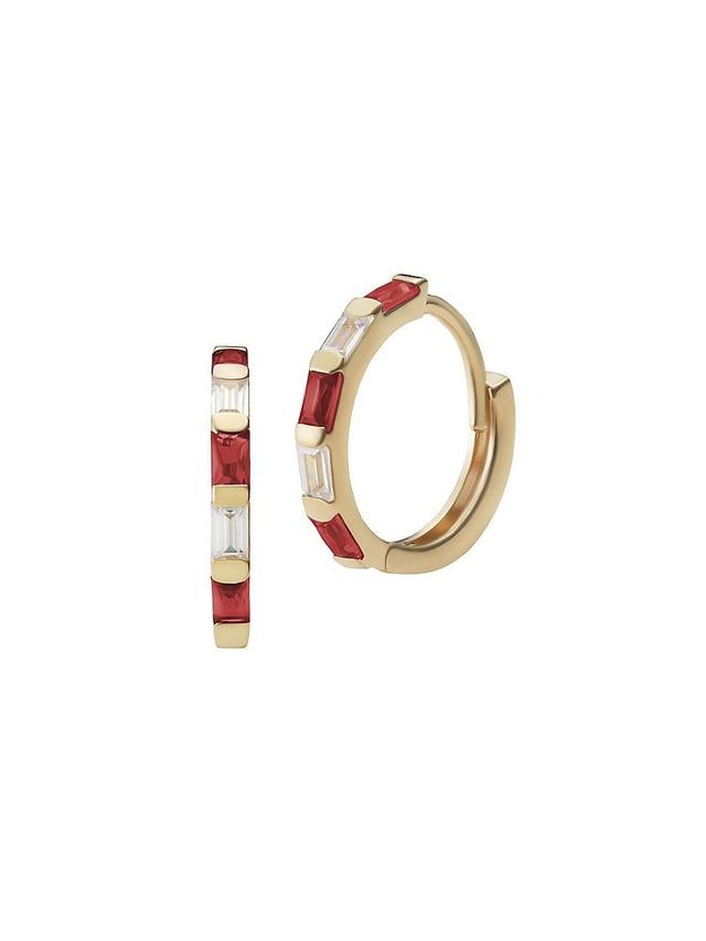 Womens 14K Yellow Gold Fresco Baguette Mini Hoops Product Image