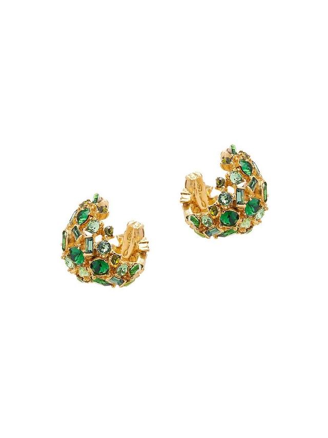 Womens Goldtone & Glass Crystal Domed Earrings Product Image