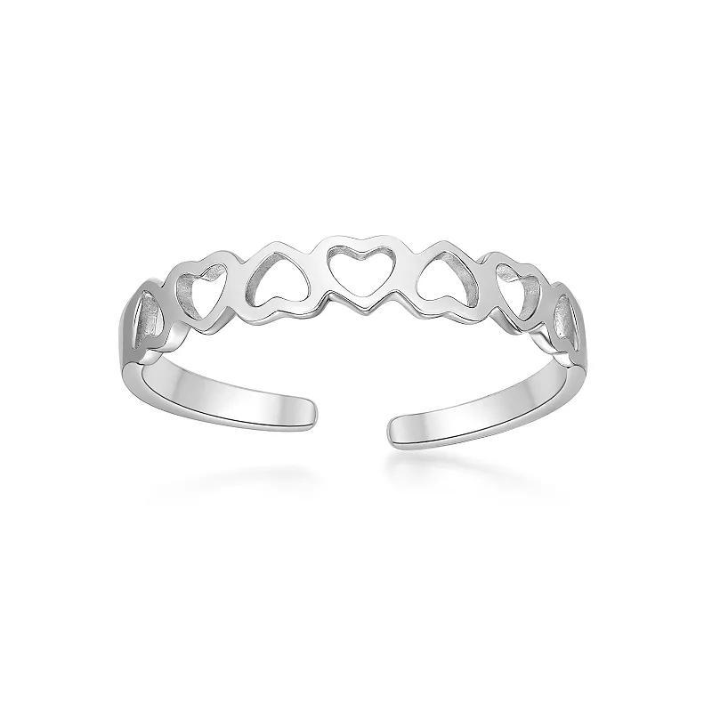 Lila Moon 10k Gold Open Hearts Adjustable Toe Ring, Womens, 14k White Gold Product Image