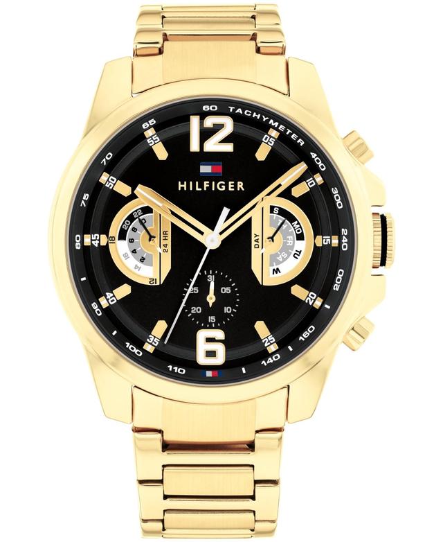 Tommy Hilfiger Mens Quartz Gold Ionic Plated Steel Watch 46mm - Gold Product Image