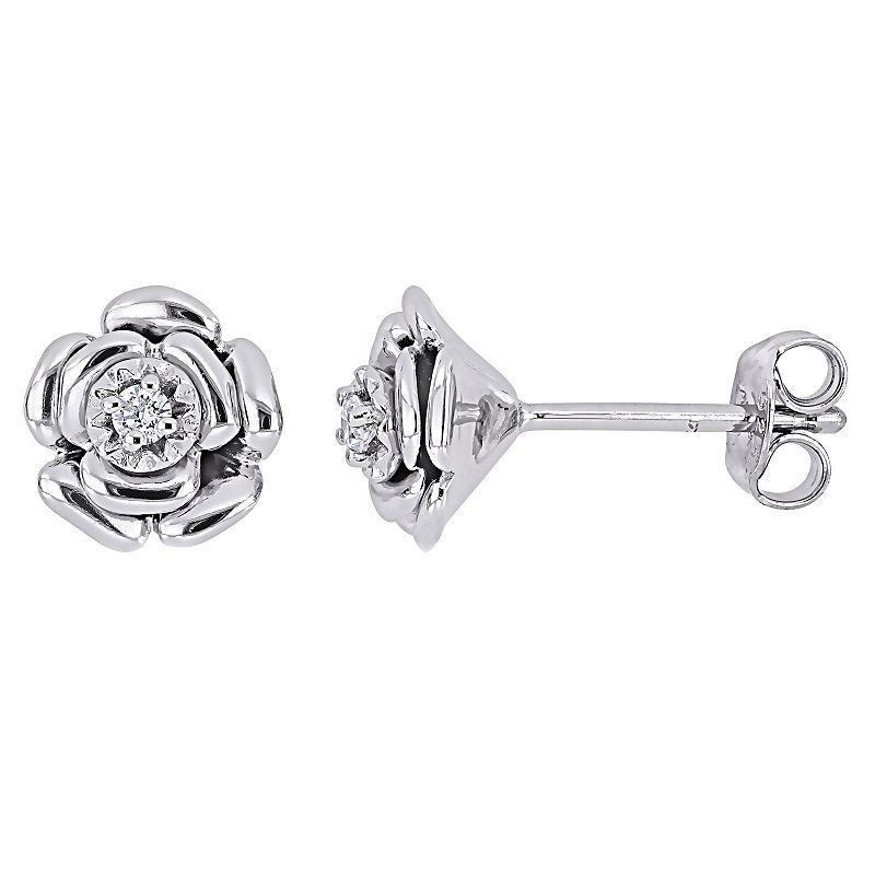 Stella Grace Sterling Silver Diamond Accent Flower Stud Earrings, Womens Product Image