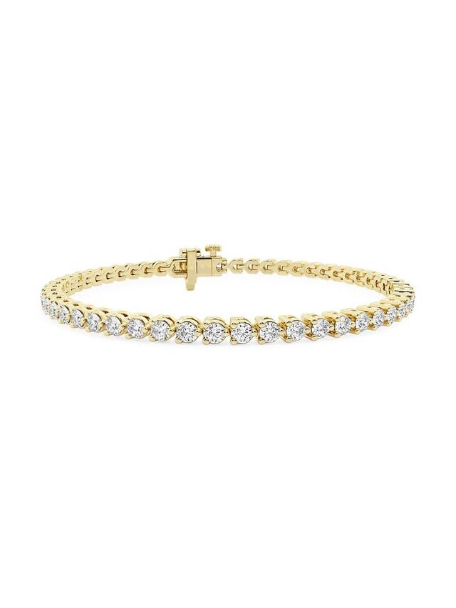 Womens 14K Yellow Gold & Lab-Grown Diamond 3-Prong Tennis Bracelet Product Image