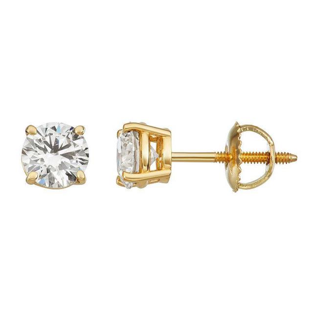 Arctic Clear 14k Gold 1 1/2 Carat T.W. IGI Certified Lab Grown Diamond Stud Earrings, Womens Product Image