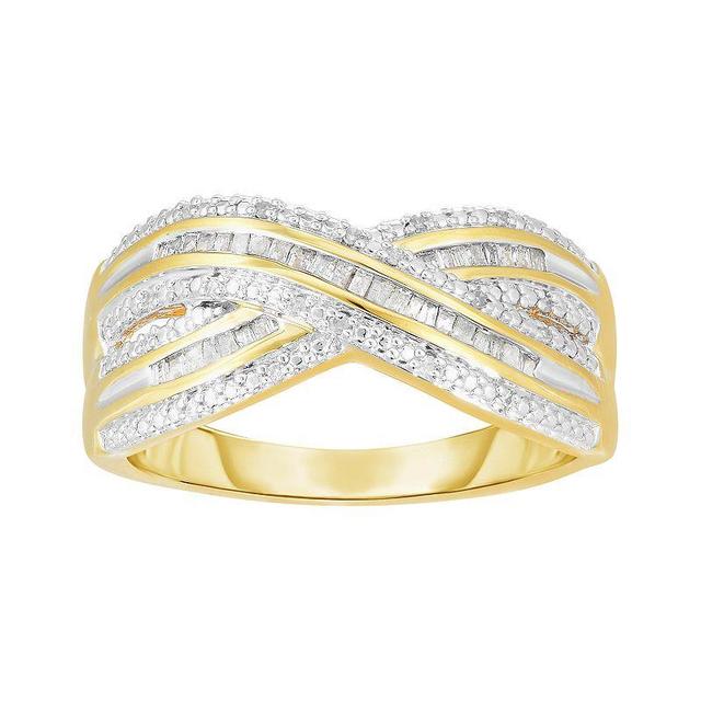 1/5 Carat T.W. Diamond 14k GOld Over Silver Criss Cross Ring, Womens Gold Tone Product Image