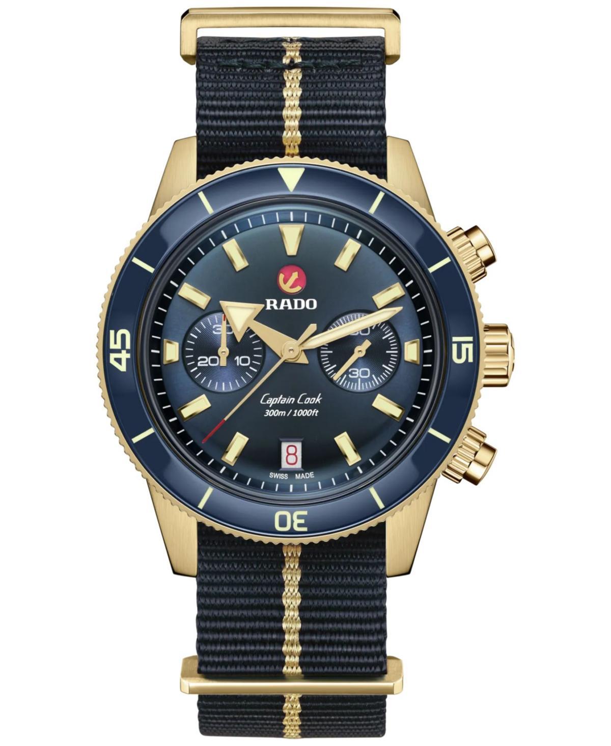 Rado Mens Swiss Automatic Chronograph Captain Cook Blue Nato Strap Watch 43mm Product Image