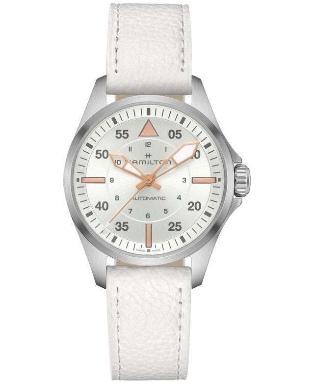 Hamilton Womens Swiss Automatic Khaki Aviation White Leather Strap Watch 36mm Product Image