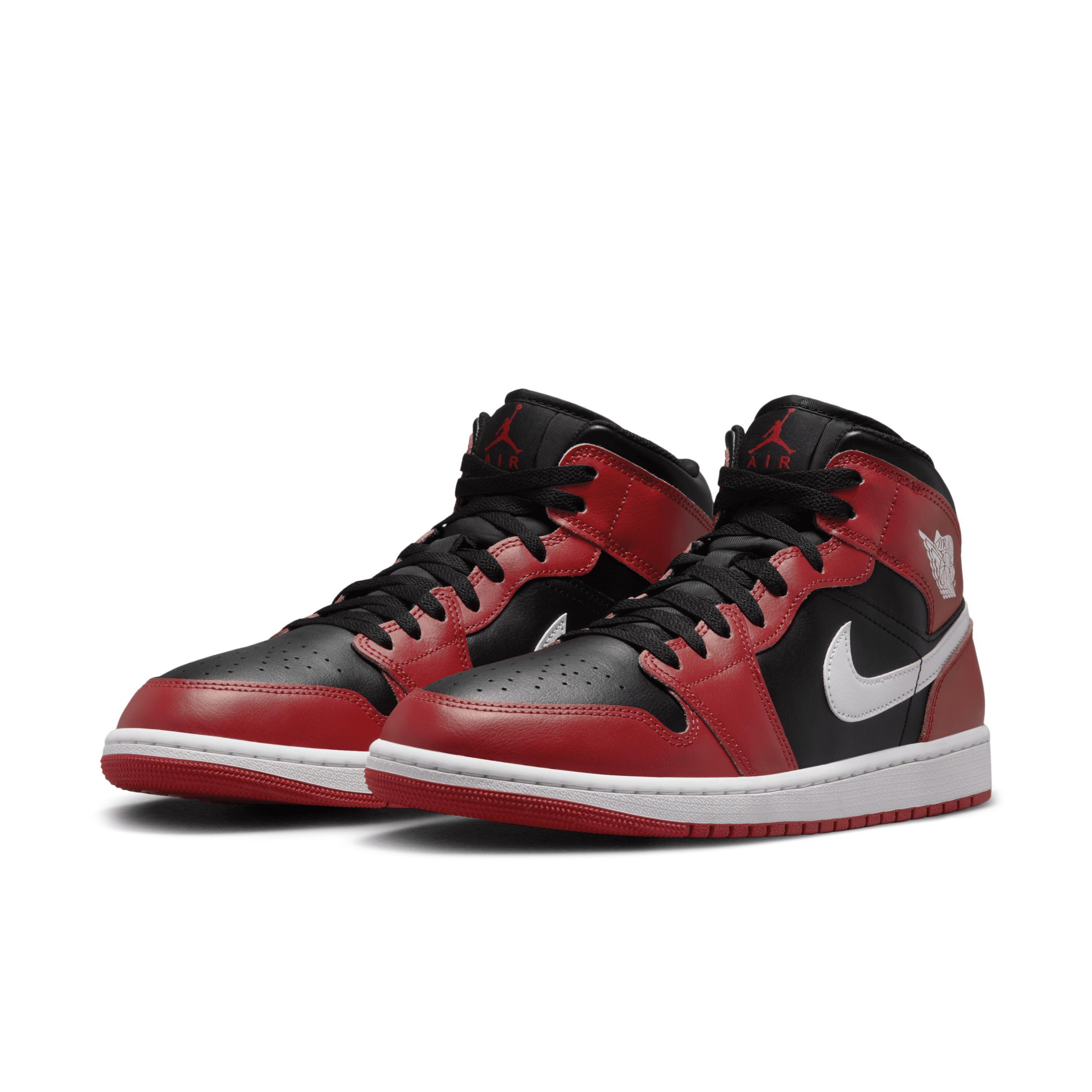 Jordan Mens Jordan AJ 1 Mid - Mens Basketball Shoes Red/Black/White Product Image