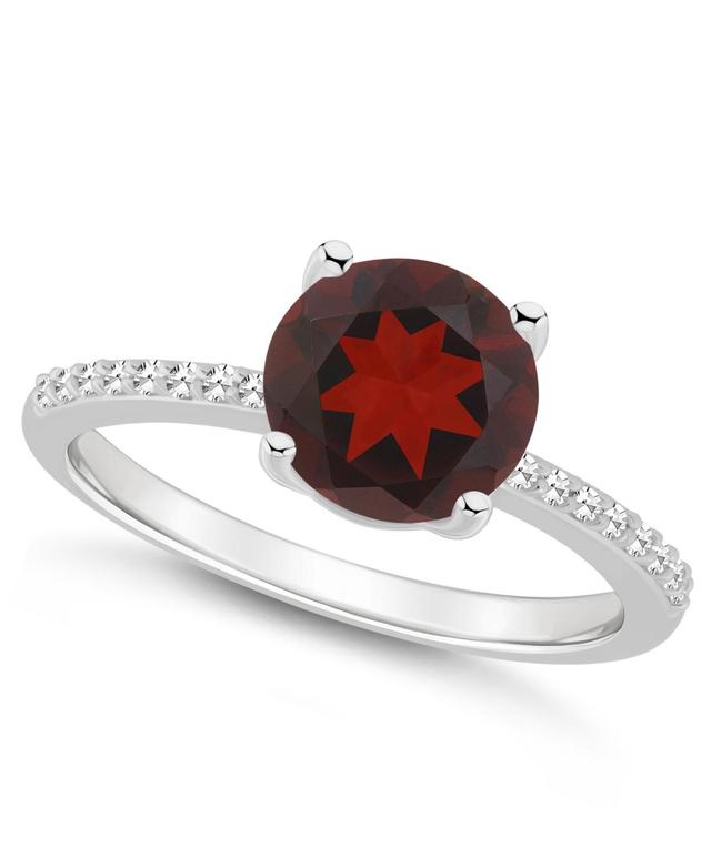 Macys Womens Garnet (2-1/2 ct.t.w.) and Diamond (1/10 ct.t.w.) Ring in Sterling Silver Product Image