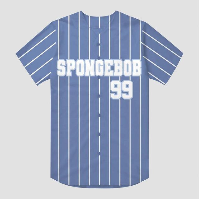 Mens Nickelodeon SpongeBob SquarePants Baseball Jersey T-Shirt - Blue Product Image