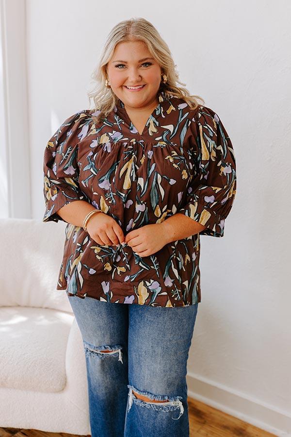 Shaken Espresso Floral Shift Top Curves Product Image