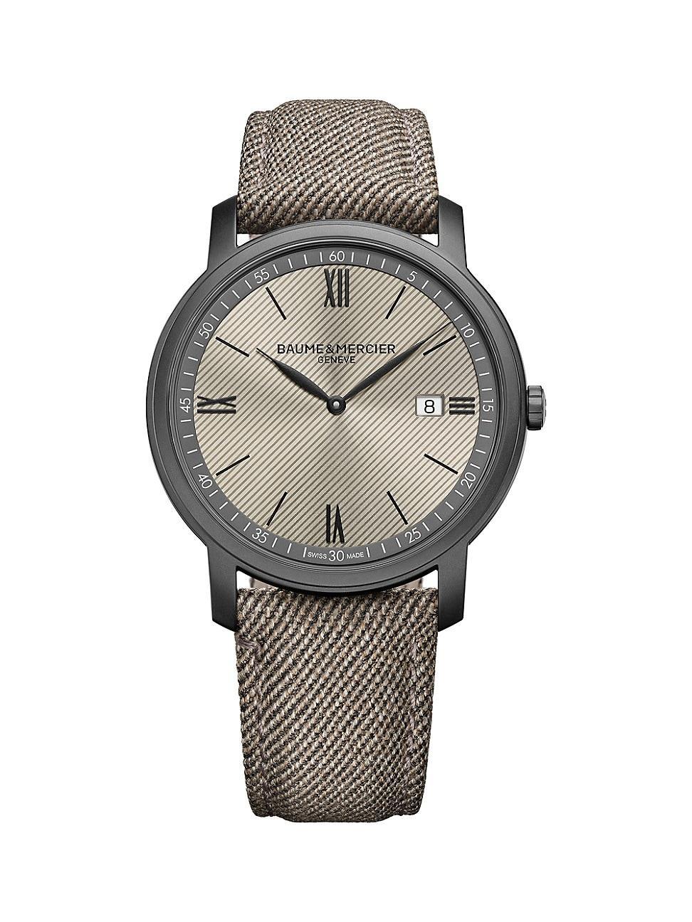 Mens Classima 10767 Stainless Steel & Wool Strap Watch/42MM Product Image