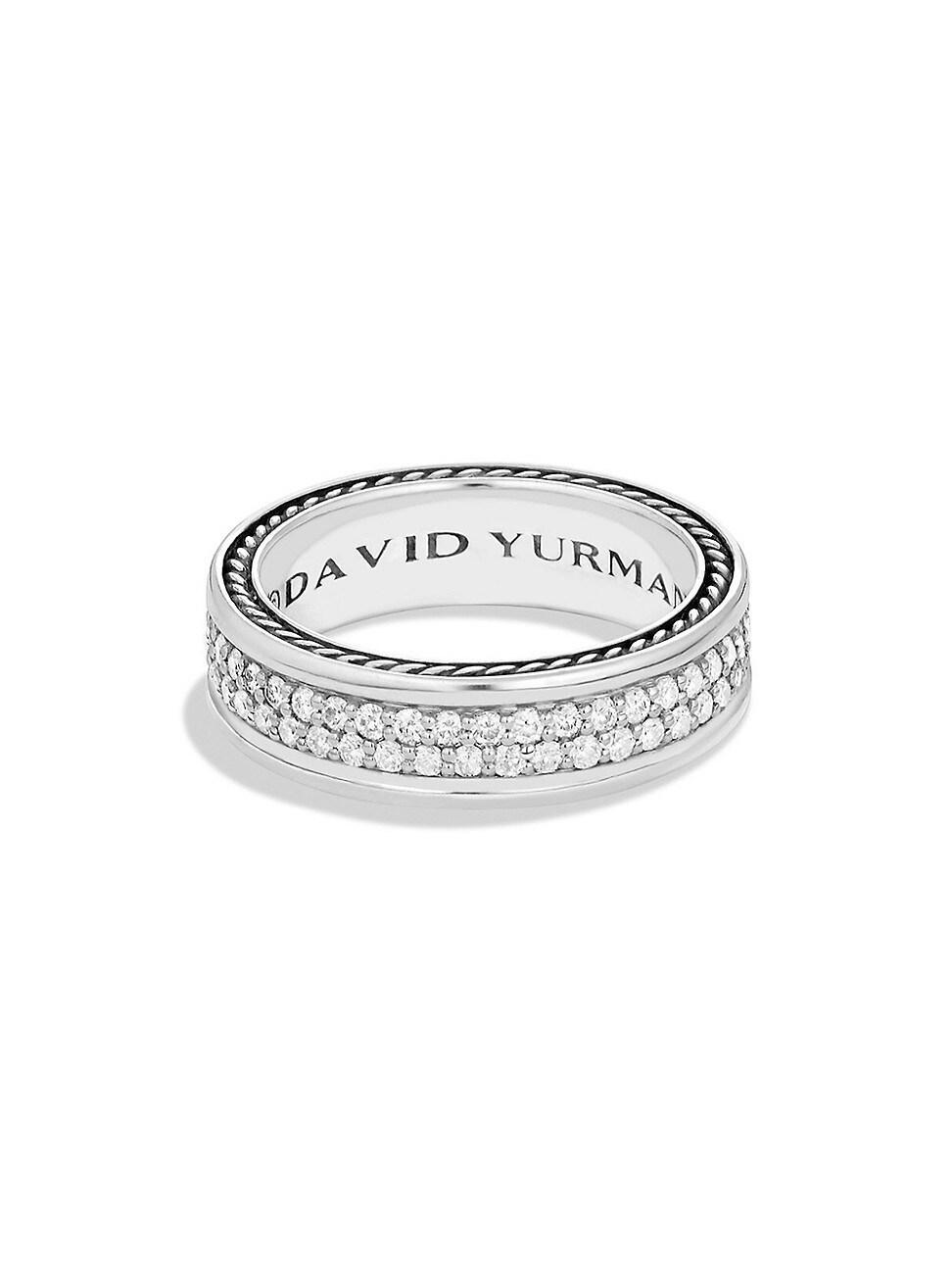 Mens Streamline Two Row Band Ring with Pav Black Diamonds Product Image