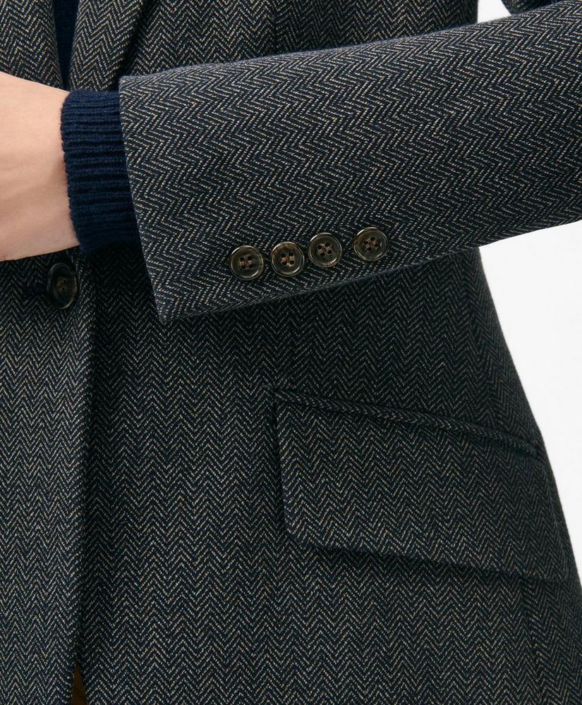 Peak Lapel Jacket in Herringbone Cotton Blend Product Image