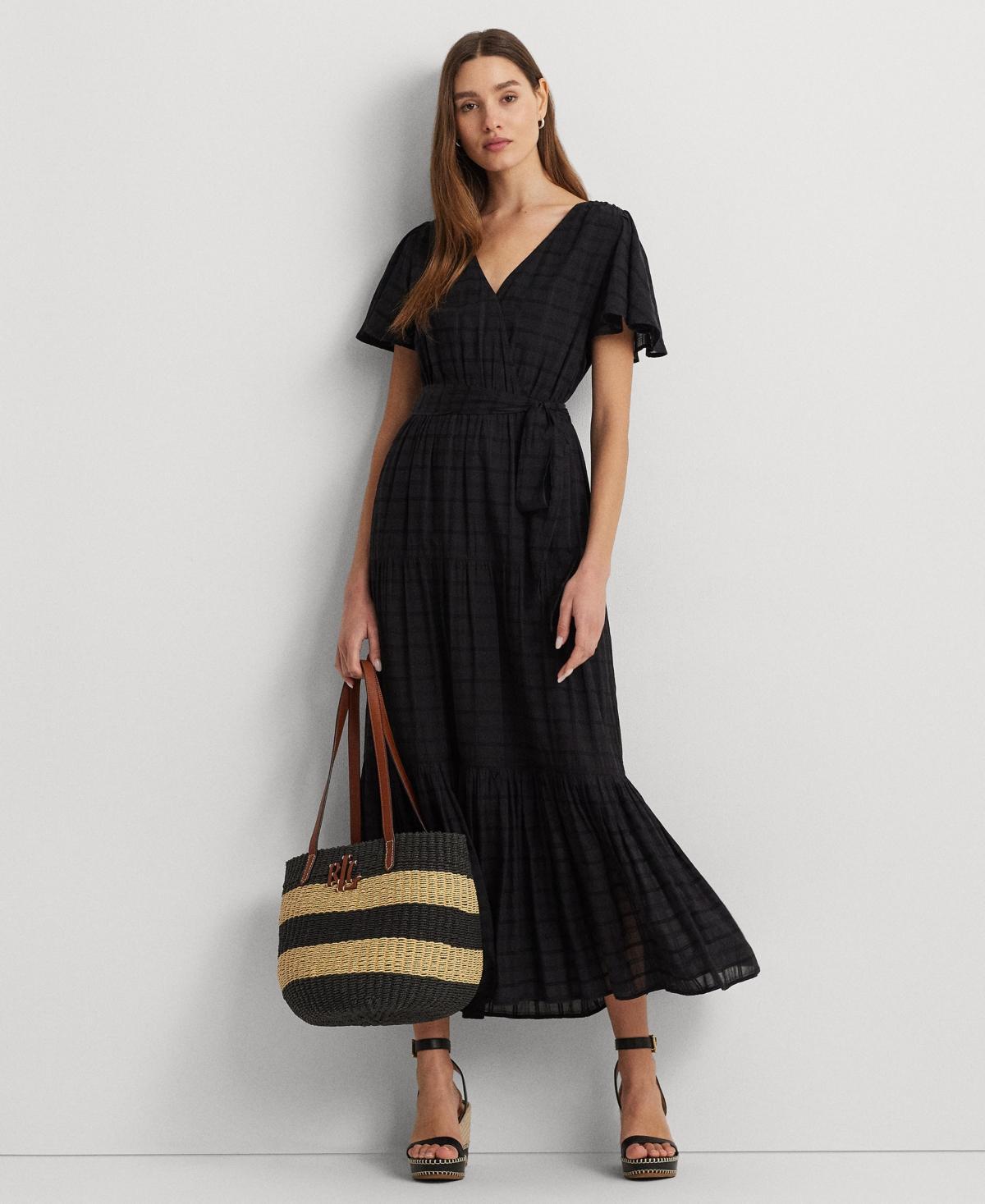 Women's Shadow-Gingham Belted Cotton-Blend Dress Product Image