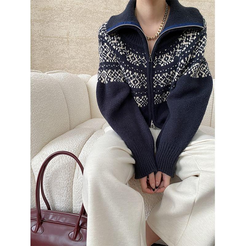 Patterned Zip Cardigan Product Image