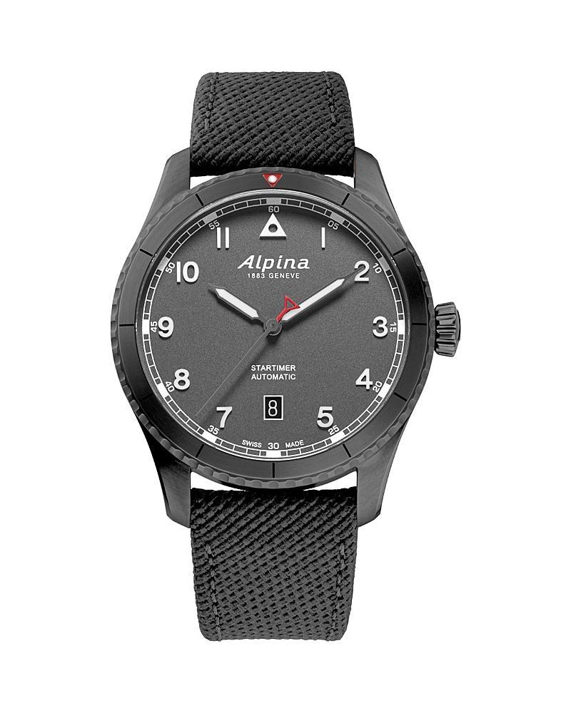 Alpina Mens Swiss Automatic Startimer Pilot Gray Rubber Strap Watch 41mm - Gray Product Image