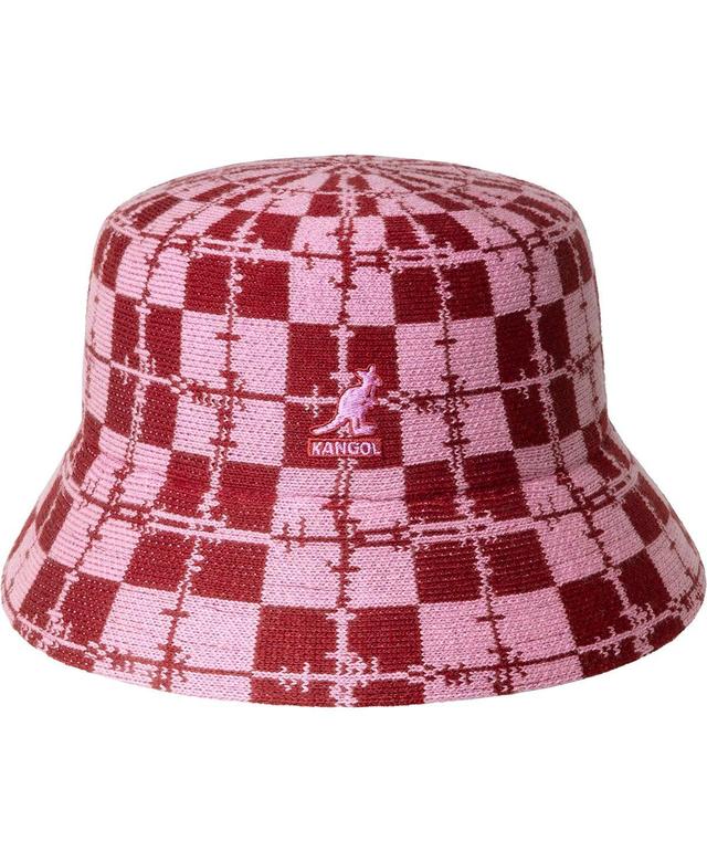 Kangol Mens Barbed Check Bucket Bucket Hat - Red velvet Product Image