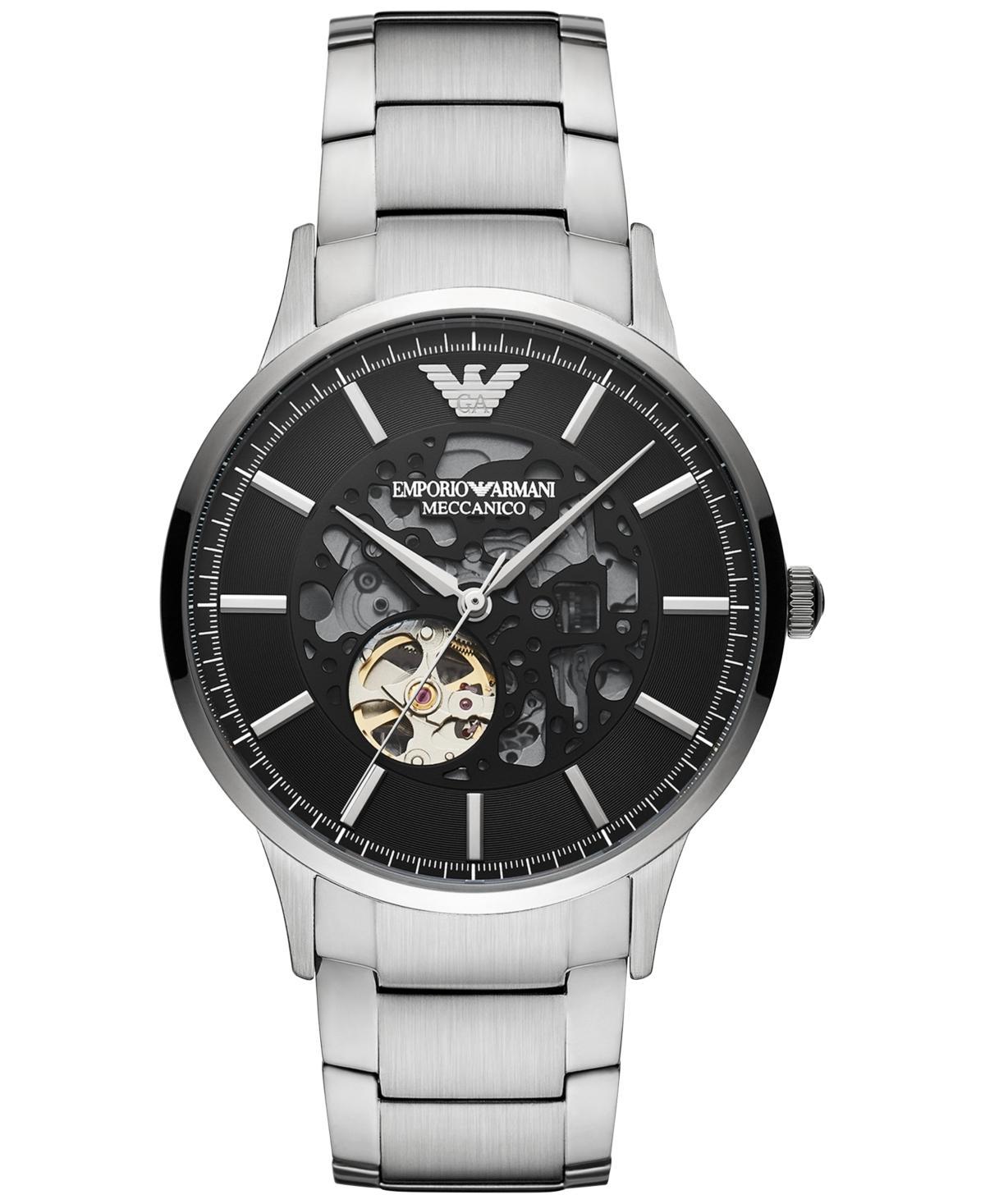 Emporio Armani Mens Automatic Stainless Steel Bracelet Watch 43mm - Silver Product Image