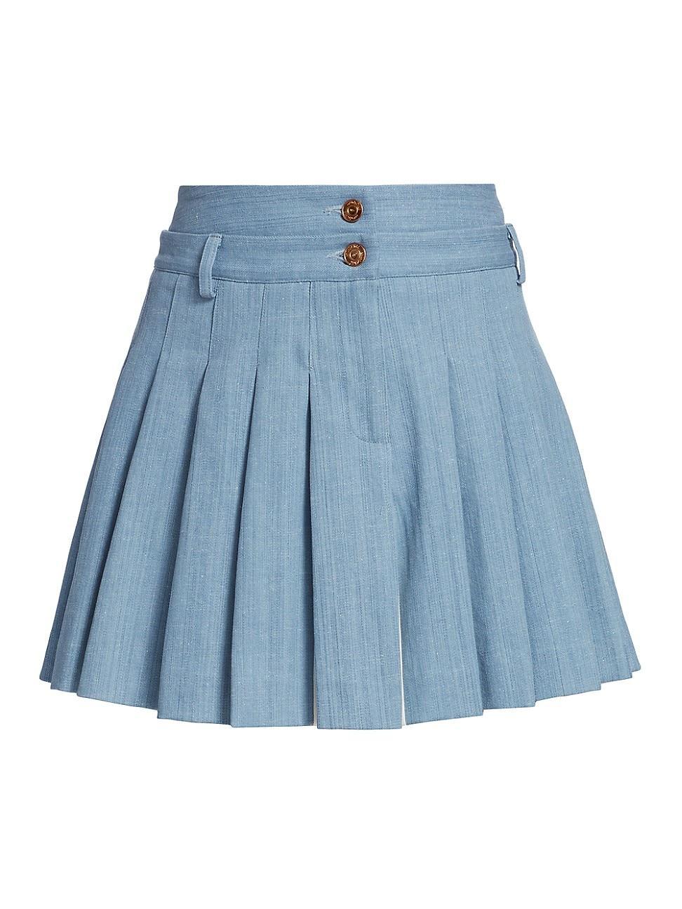 Womens Savanna Pleated Denim Miniskirt Product Image