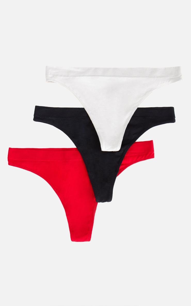 Red Multi Pack of 3 Seamless Thongs Product Image